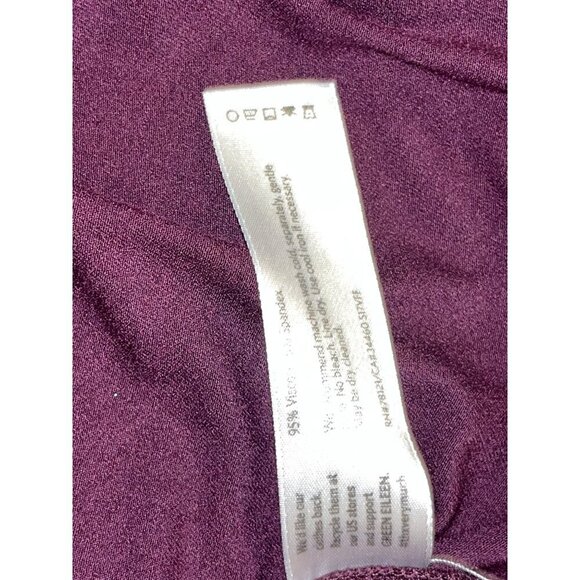 Eileen Fisher Womens Burgundy Asymmetrical Midi dress 3/4 Sleeves  Size Large L - Picture 7 of 8